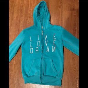 NWOT "Live, Love, Dream" Zip Up Hoodie L